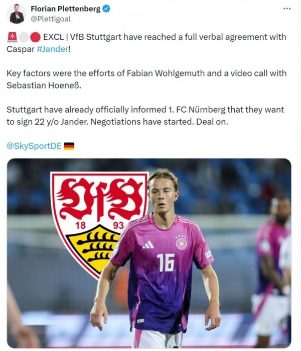 Desky: Stuttgart đạt được thỏa thuận bằng lời nói với tiền vệ 22 tuổi của Nieders